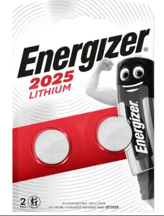 Energizer CR2025 Lithium Coin Cell Battery Pack of 2
