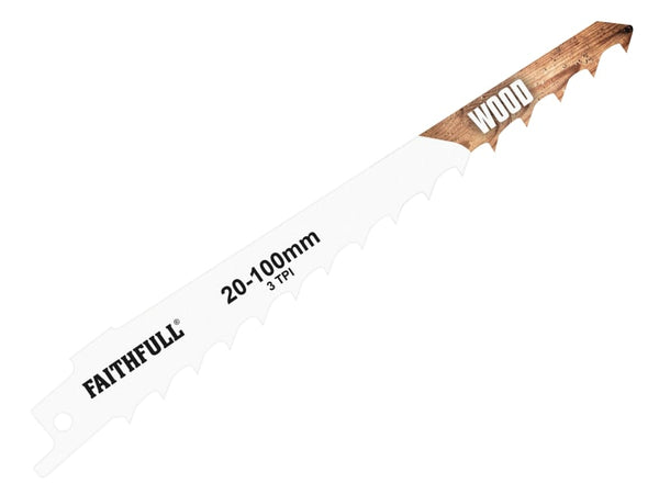 Faithfull S617K Wood Sabre Saw Blade 150mm 3 TPI Pack of 5
