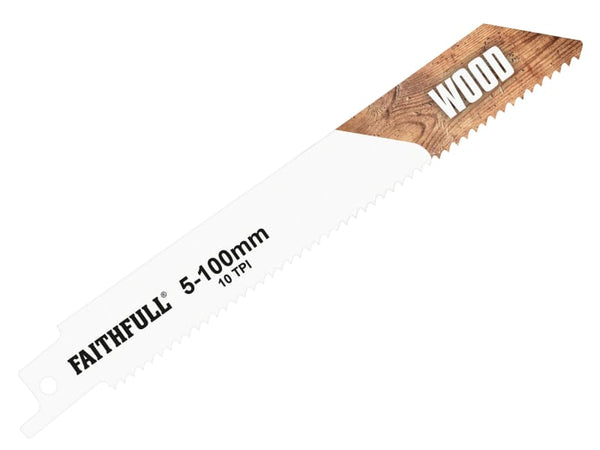 Faithfull S811H Wood Sabre Saw Blade 150mm 10 TPI Pack of 5