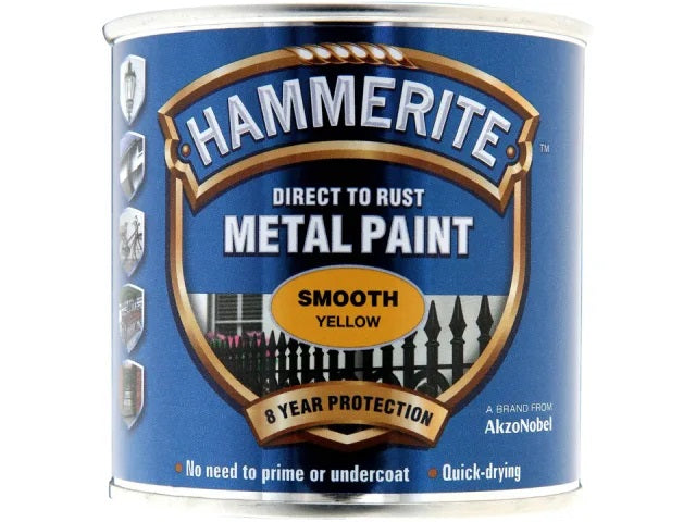 Hammerite Metal Smooth Yellow 250ml 5084874