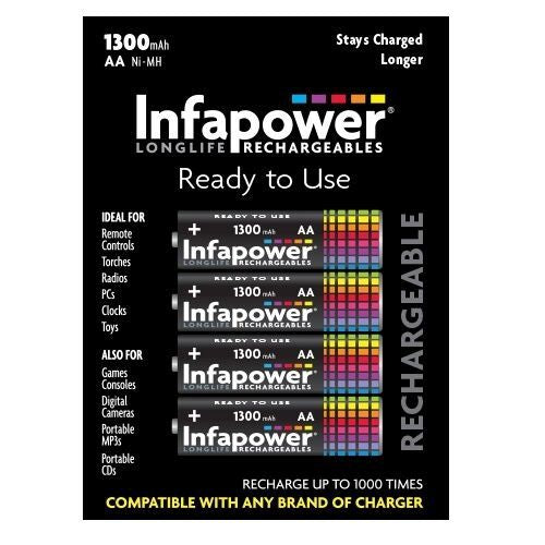 Infapower AA 1300mAh Battery Pack of 4