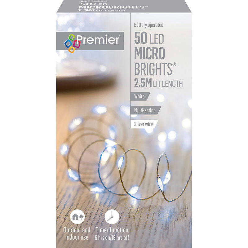 Premier Battery Operated 50 LED Microbrights White LB151209W