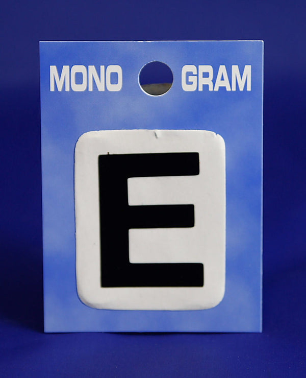 28mm Monogram Letter E Black Self Adhesive Vinyl