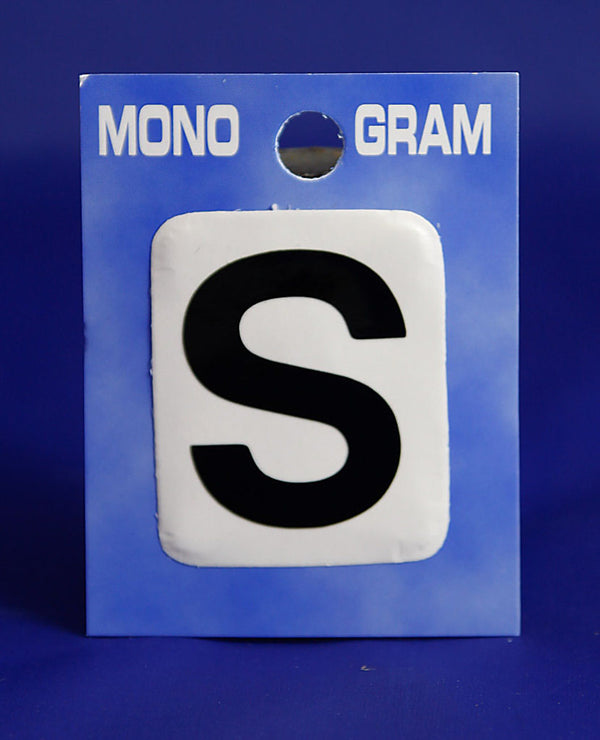 28mm Monogram Letter S Black Self Adhesive Vinyl