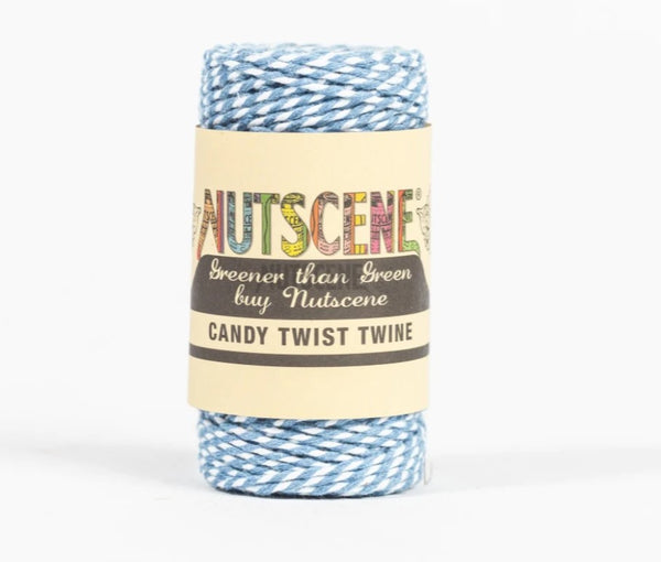 Nutscene Candy Twist Twine Light Blue and White 50m