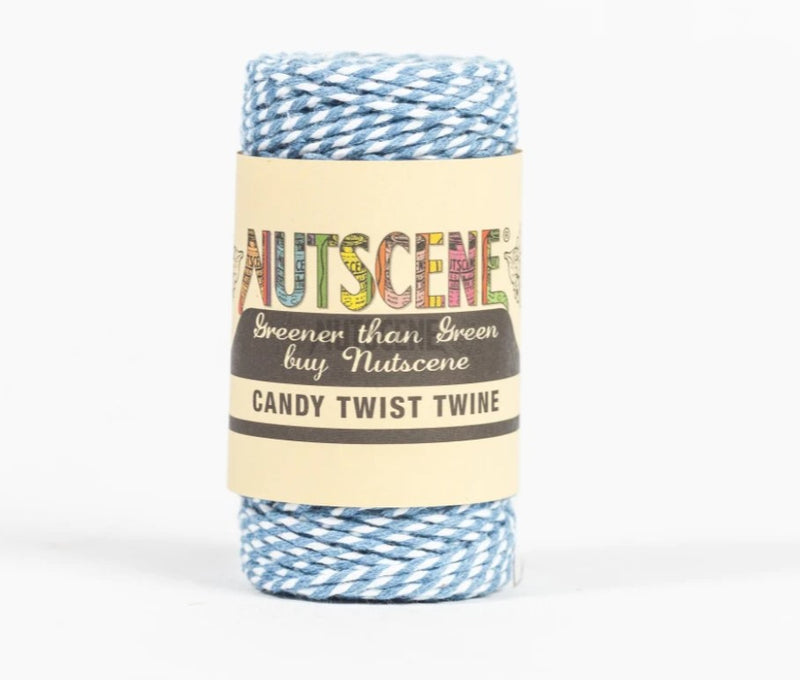 Nutscene Candy Twist Twine Light Blue and White 50m