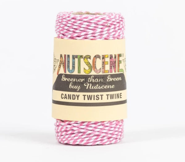 Nutscene Candy Twist Twine Light Pink and White 50m