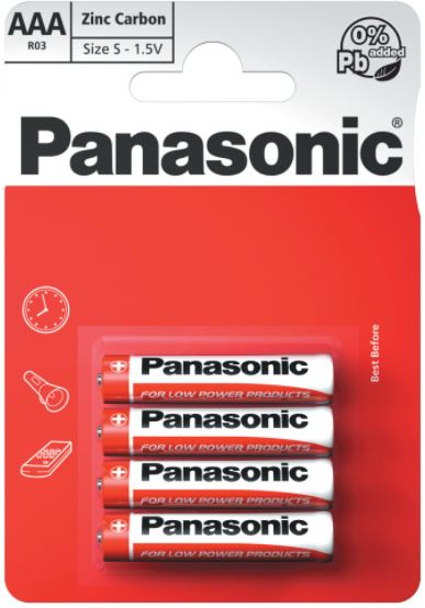 Panasonic AAA Zinc Carbon Battery Pack of 4