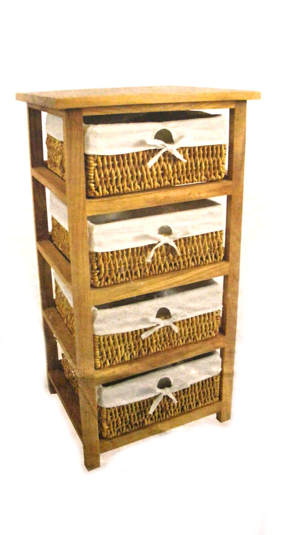 Premier Housewares Honey Wooden Storage Unit 4 Drawers