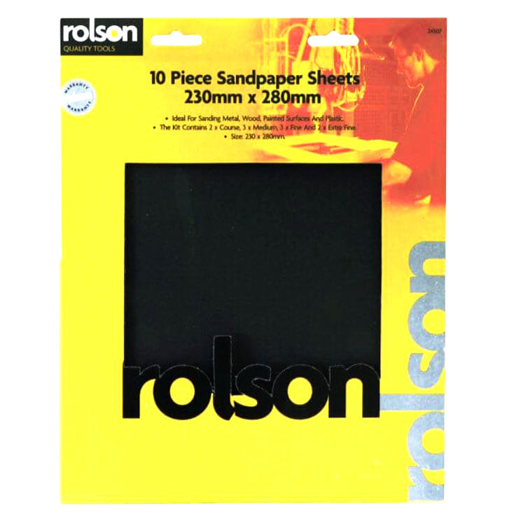 Rolson 10pc Wet & Dry Aluminium Oxide Paper