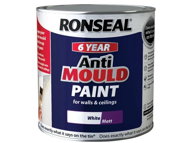 Ronseal 6 Year Anti Mould Paint White Matt 2.5 Litres