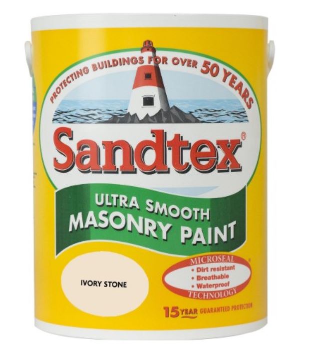 Sandtex Ultra Smooth Ivory Stone Masonry Paint 5 Litres