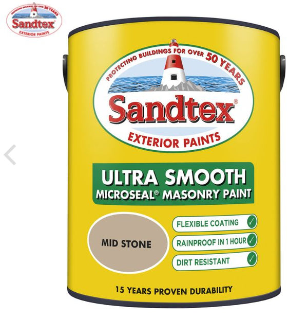 Sandtex Ultra Smooth Mid Stone Masonry Paint 5 Litres