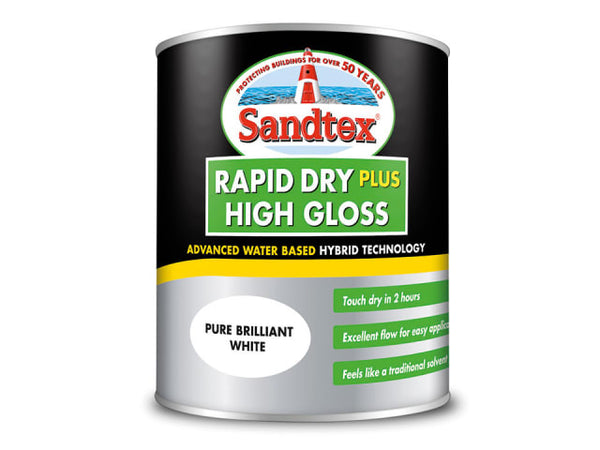 Sandtex Rapid Dry Plus High Gloss Pure Brilliant White 750ml 5092570