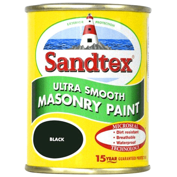 Sandtex Ultra Smooth Black Masonry Paint 150ml Tester