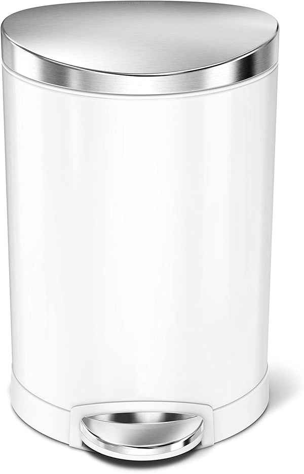 Simplehuman White 6 Litre Semi Round Pedal Bin CW1835CB